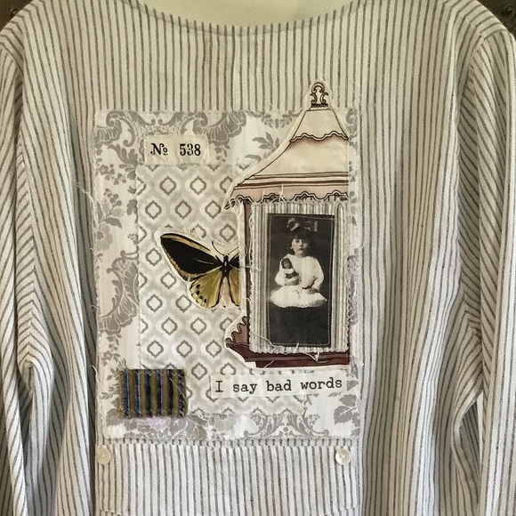 Sue Handman designer pinstripe cotton tunic - Picture 2 of 9